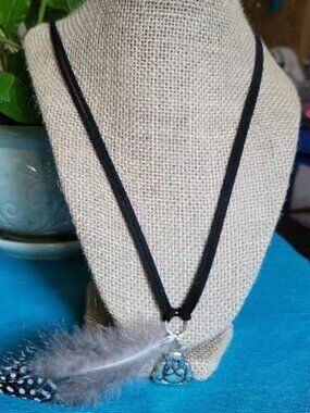 Length: 56cm 22in.  Faux Brown Black Suede Necklaces with Silver Charm